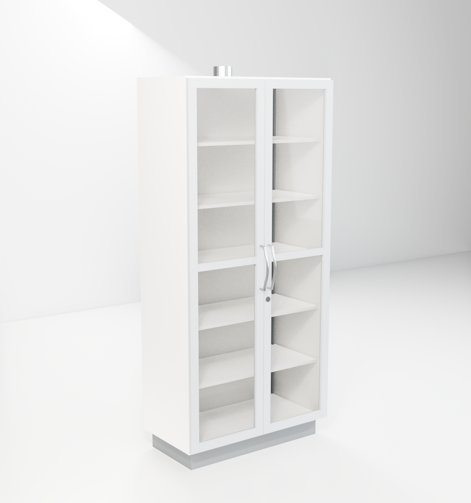 Chemical Storage Cupboards with grey trim — studio render