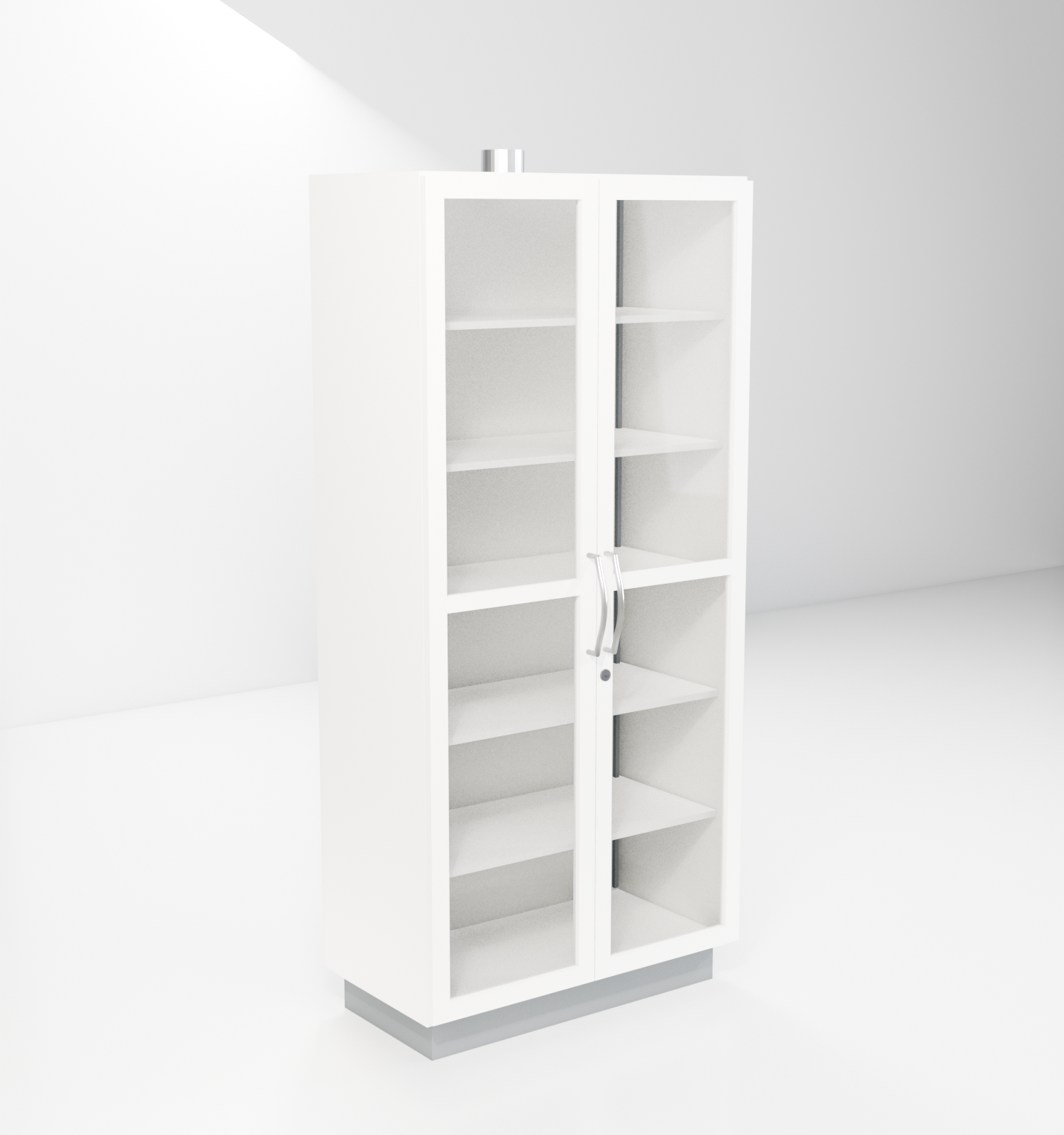 Chemical Storage Cupboards with white trim — studio render