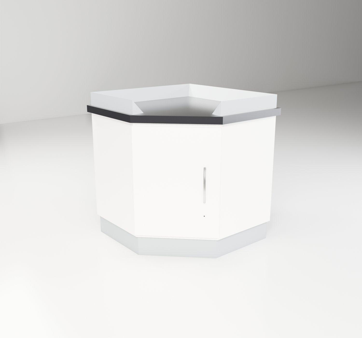 Corner Benches with grey trim — studio render