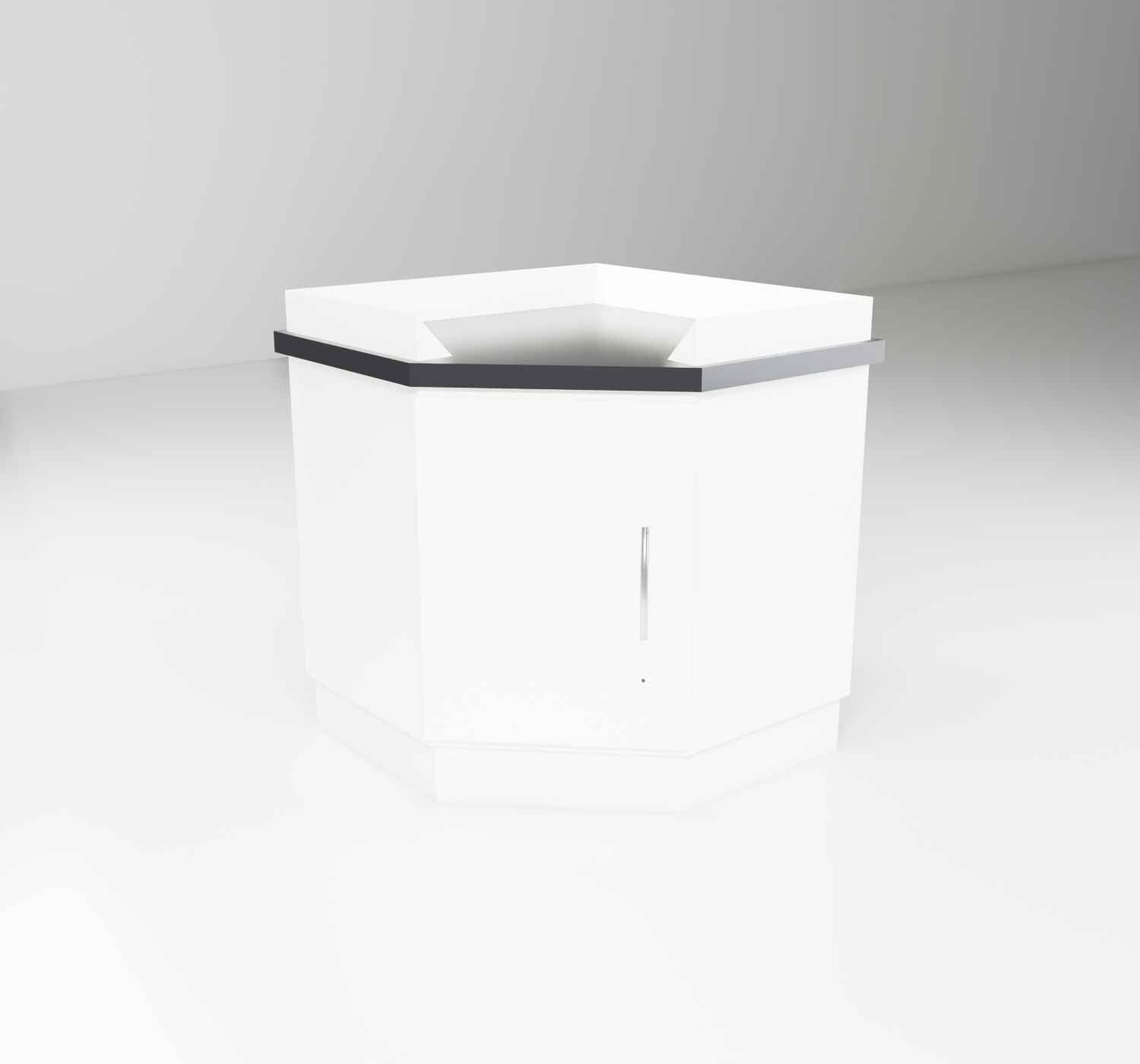 Corner Benches with white trim — studio render