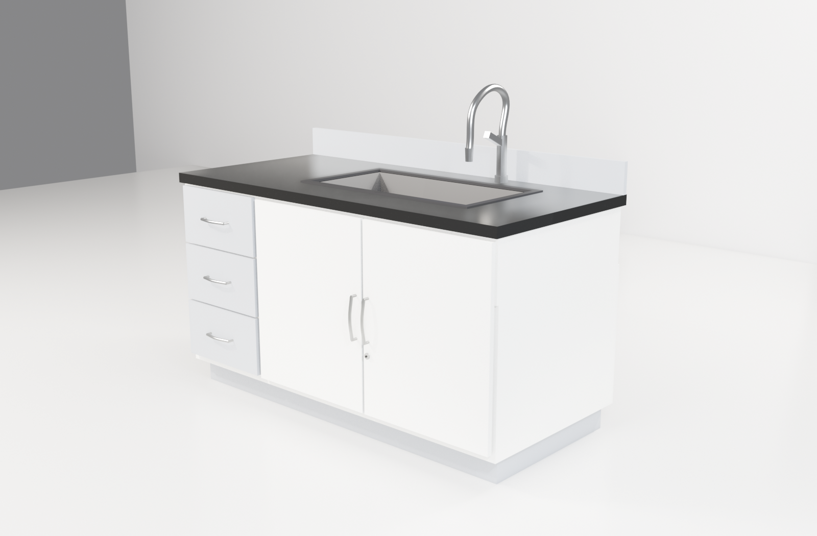 Sink Benches with grey trim — studio render
