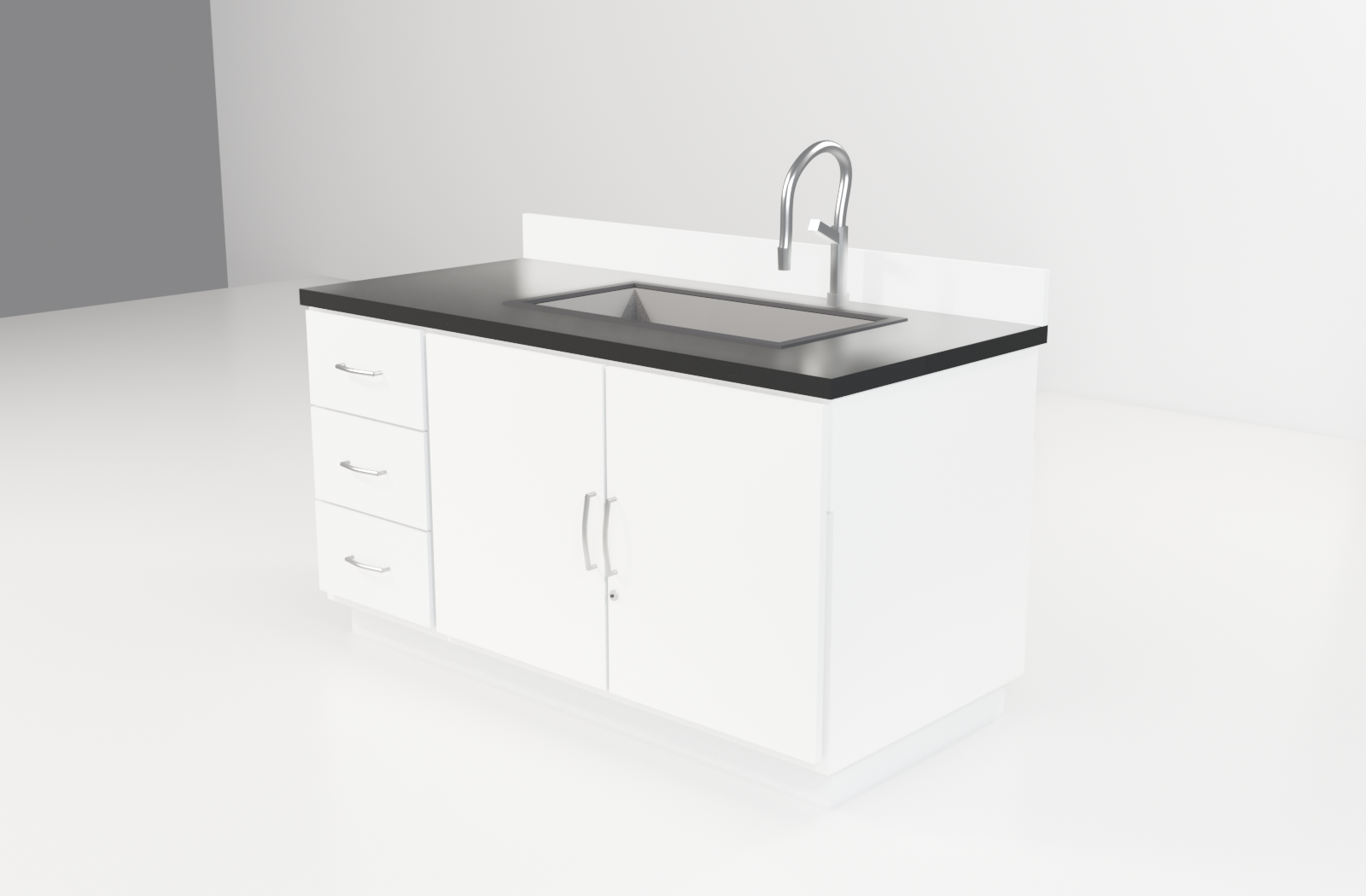 Sink Benches with white trim — studio render