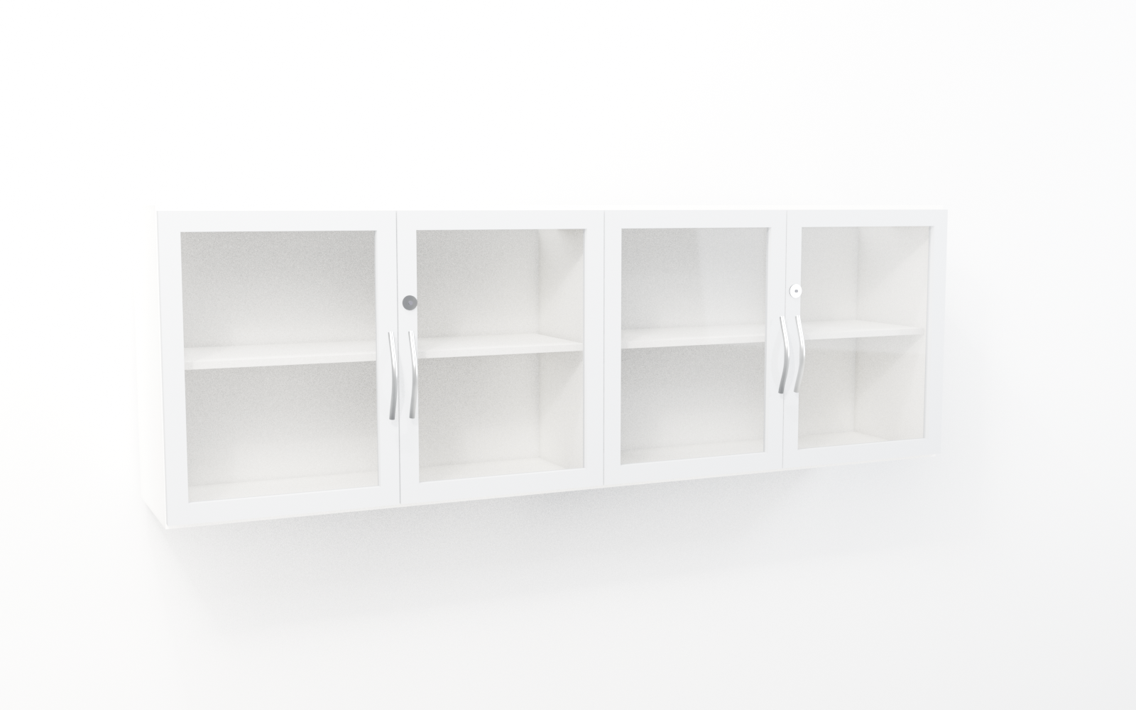 Wall Storage Units with grey trim — studio render