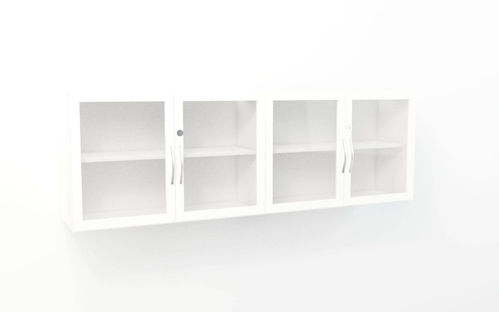 Wall Storage Units with white trim — studio render