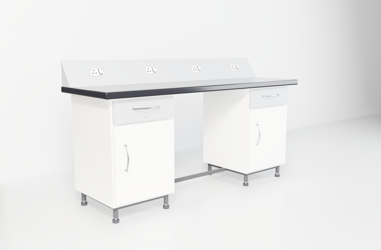 Working Benches with grey trim — studio render