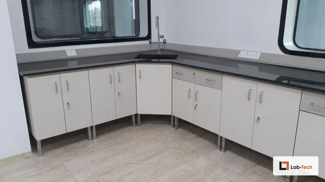 Corner Benches built and installed by Lab-Tech — site photo 5
